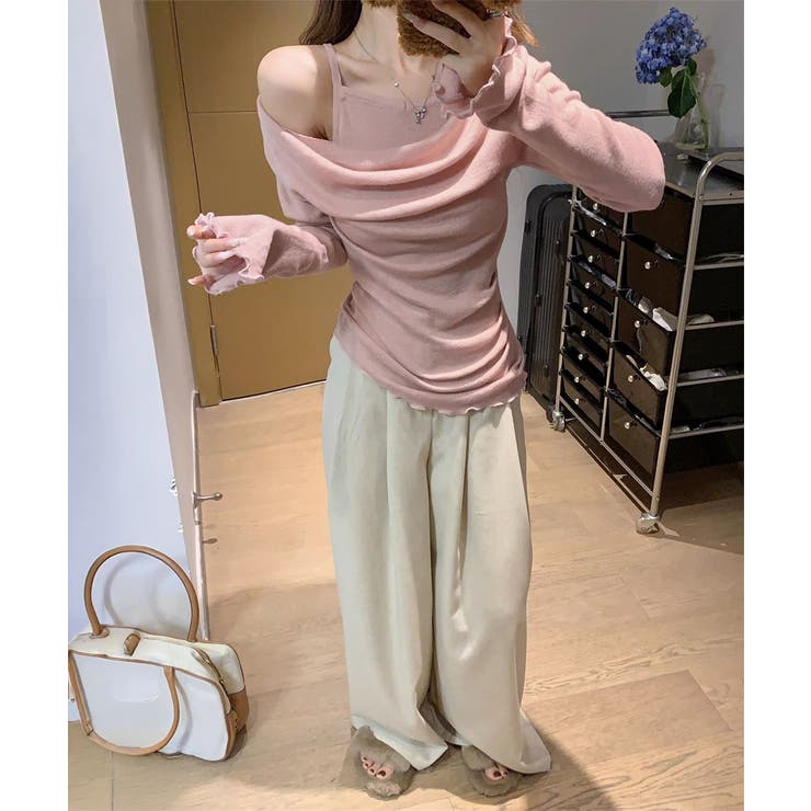 フェミニンオフショルダートップス春秋 レディース ドレープネックカットソーメロウ… | SUNSHINE CLOSET | 詳細画像3 