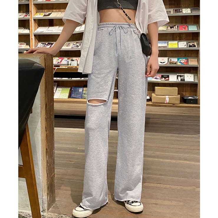 ダメージ スウェットパンツ レディース[品番：AGCW0002155