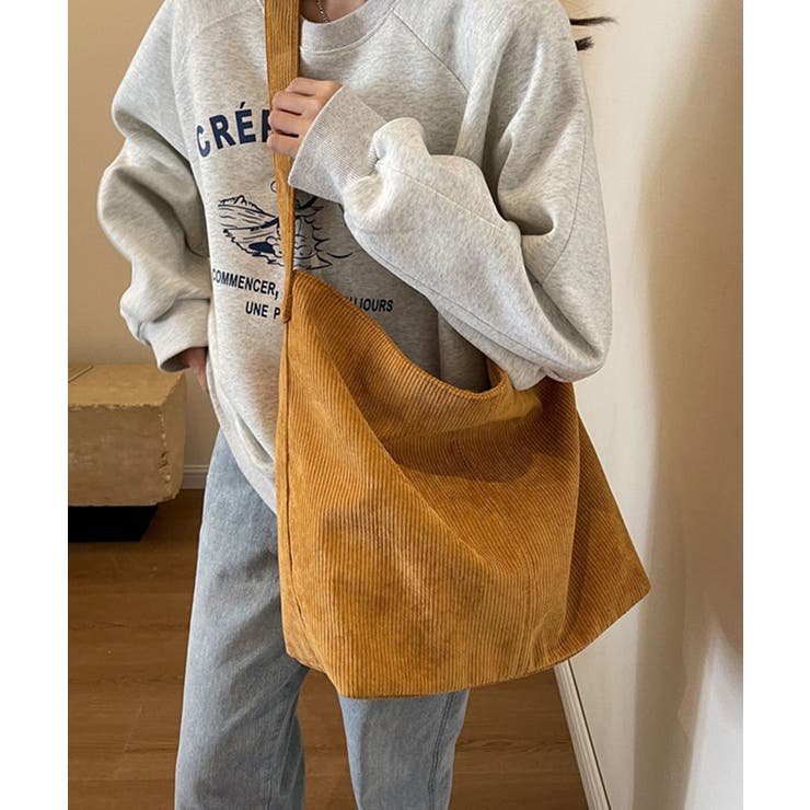 コーデュロイショルダーバッグ大きめ韓国風 | SUNSHINE CLOSET | 詳細画像12 