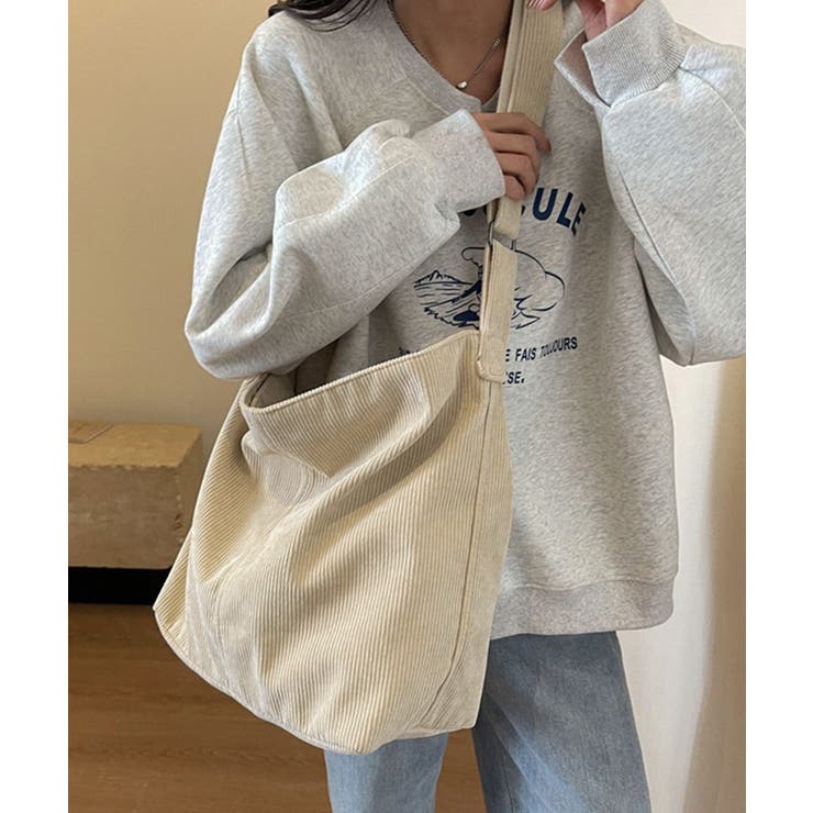 コーデュロイショルダーバッグ大きめ韓国風 | SUNSHINE CLOSET | 詳細画像2 