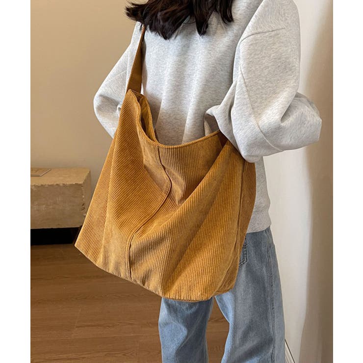 コーデュロイショルダーバッグ大きめ韓国風 | SUNSHINE CLOSET | 詳細画像9 