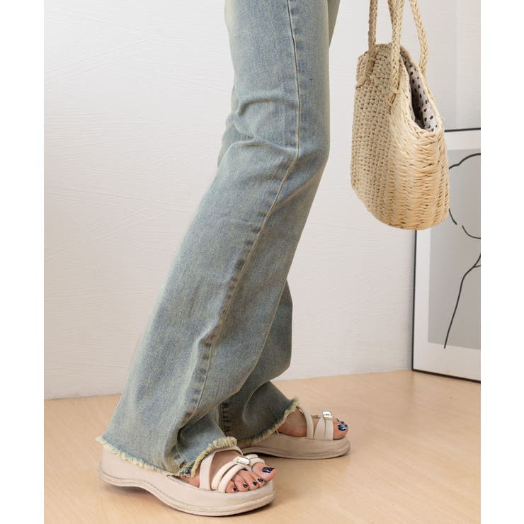 セミフレアデニムパンツ美脚フリンジパンツ | SUNSHINE CLOSET | 詳細画像16 