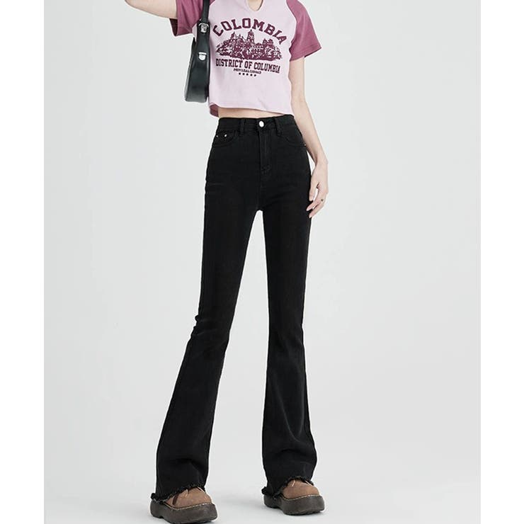 セミフレアデニムパンツ美脚フリンジパンツ | SUNSHINE CLOSET | 詳細画像4 