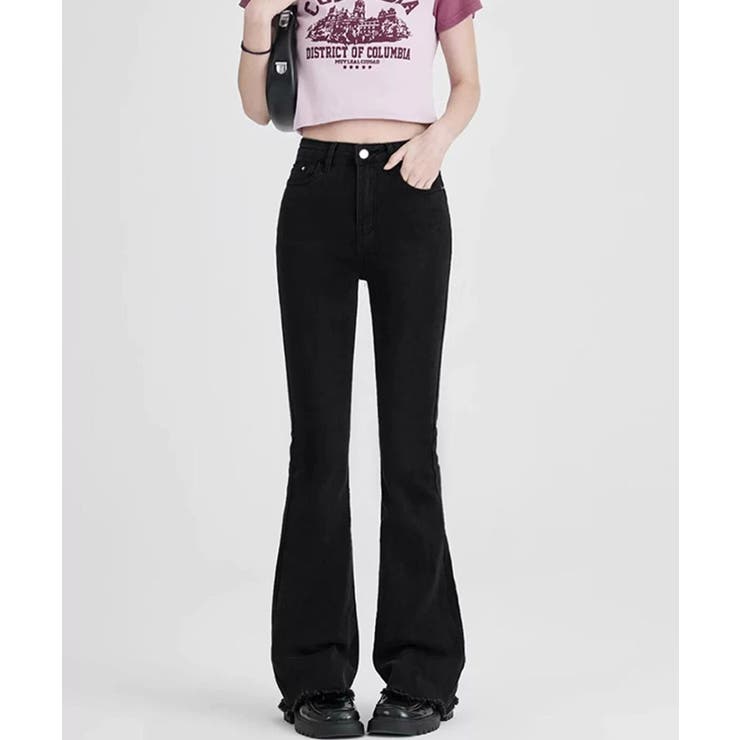 セミフレアデニムパンツ美脚フリンジパンツ | SUNSHINE CLOSET | 詳細画像5 