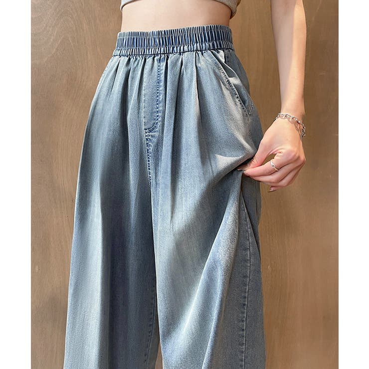 美脚デニム風ワイドパンツタック入りパンツ | SUNSHINE CLOSET | 詳細画像1 