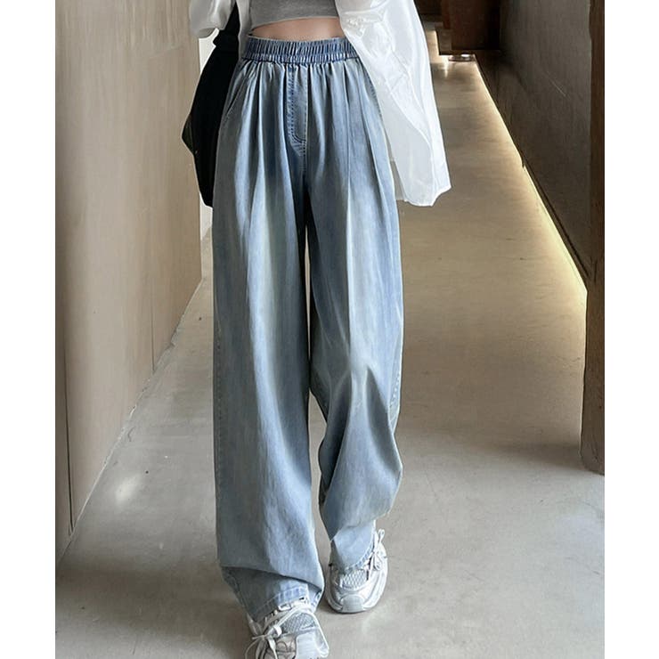 美脚デニム風ワイドパンツタック入りパンツ | SUNSHINE CLOSET | 詳細画像2 