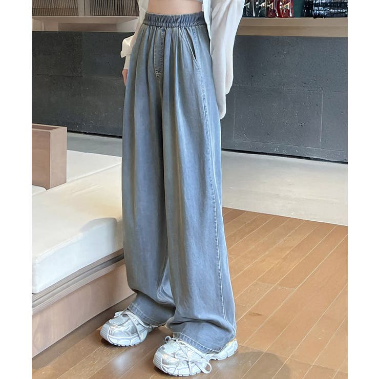 美脚デニム風ワイドパンツタック入りパンツ | SUNSHINE CLOSET | 詳細画像4 