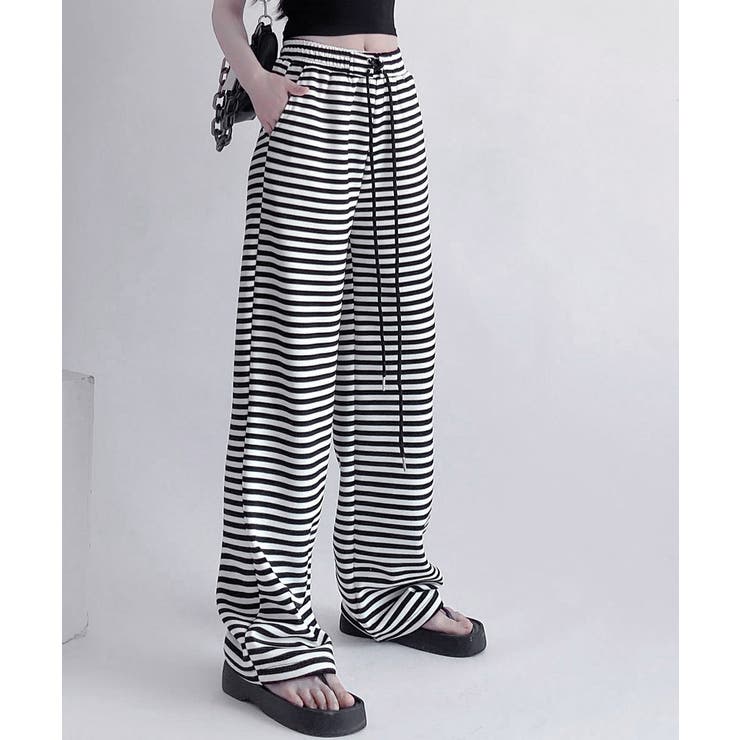 リラックスボーダーパンツウエスト紐韓国風 | SUNSHINE CLOSET | 詳細画像3 