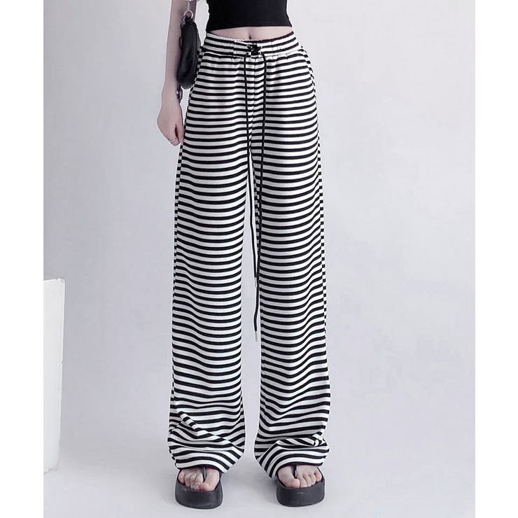 リラックスボーダーパンツウエスト紐韓国風 | SUNSHINE CLOSET | 詳細画像4 