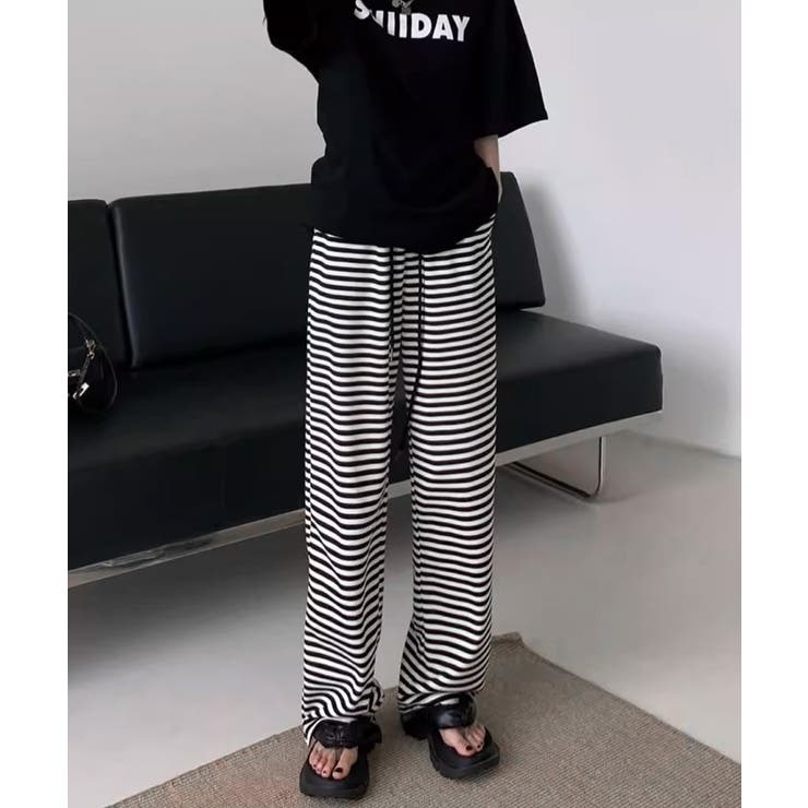 リラックスボーダーパンツウエスト紐韓国風 | SUNSHINE CLOSET | 詳細画像9 