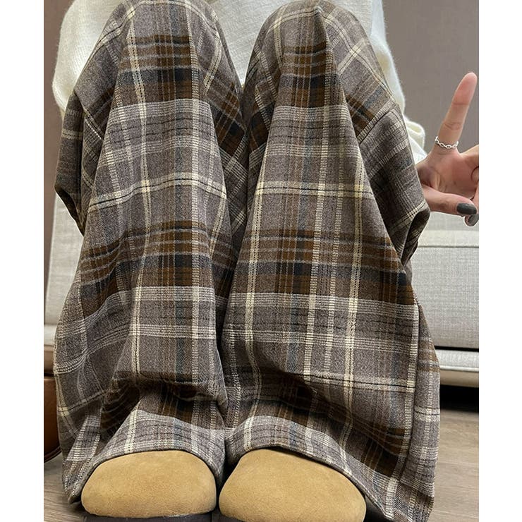 チェック柄パンツハイウエストワイドパンツ | SUNSHINE CLOSET | 詳細画像1 