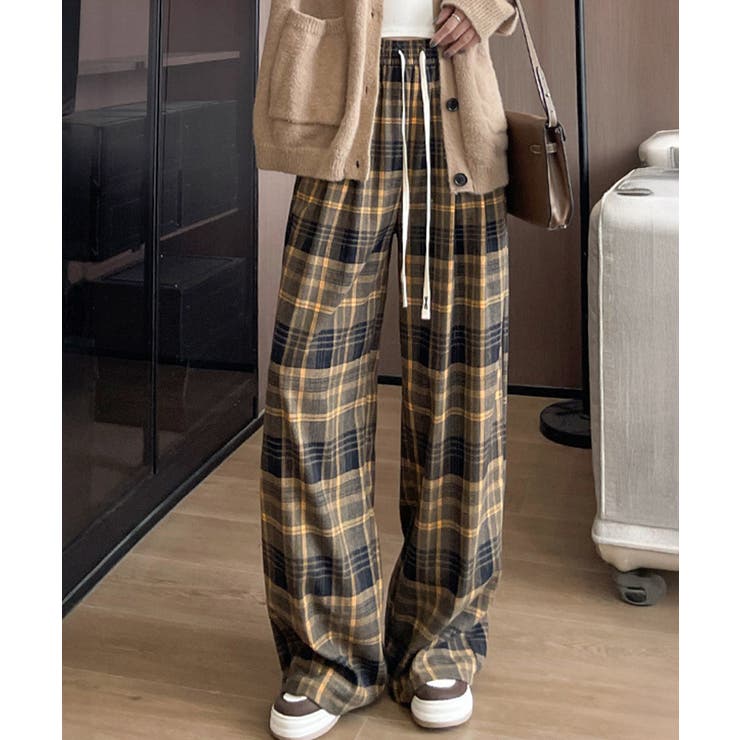 チェック柄パンツハイウエストワイドパンツ | SUNSHINE CLOSET | 詳細画像13 