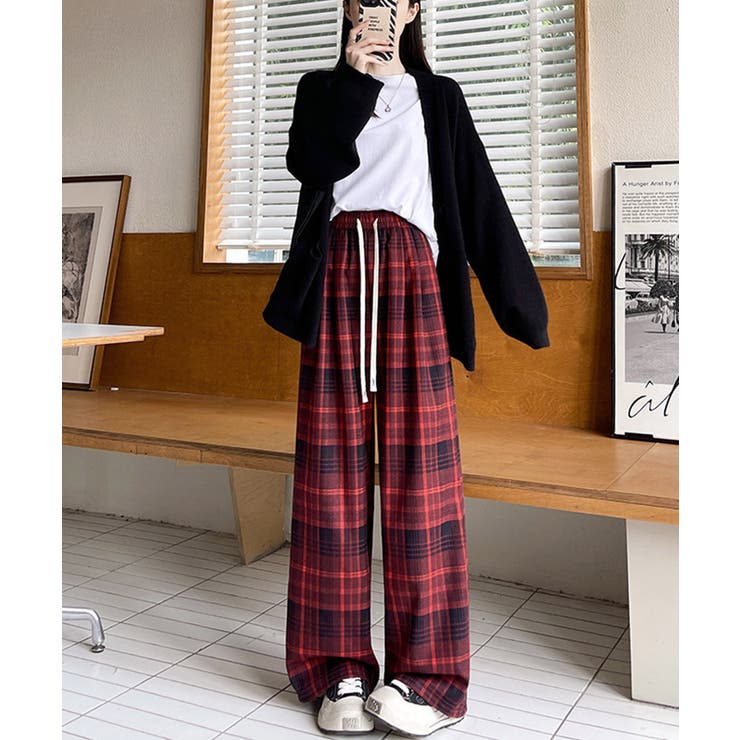 チェック柄パンツハイウエストワイドパンツ | SUNSHINE CLOSET | 詳細画像17 