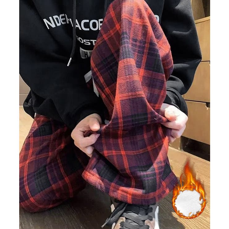 チェック柄パンツハイウエストワイドパンツ[品番：AGCW0006977