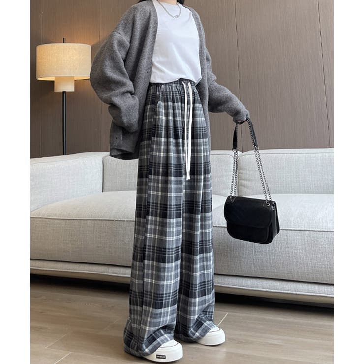 チェック柄パンツハイウエストワイドパンツ | SUNSHINE CLOSET | 詳細画像6 