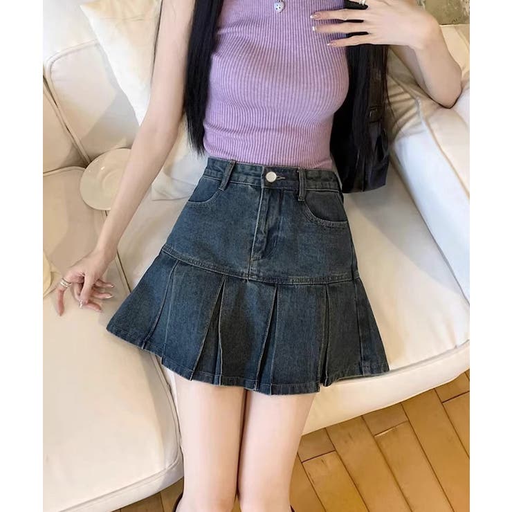 プリーツデニムスカートミニスカート韓国風 | SUNSHINE CLOSET | 詳細画像10 