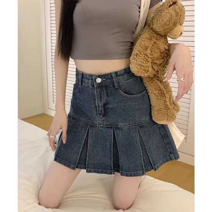 プリーツデニムスカートミニスカート韓国風 | SUNSHINE CLOSET | 詳細画像6 