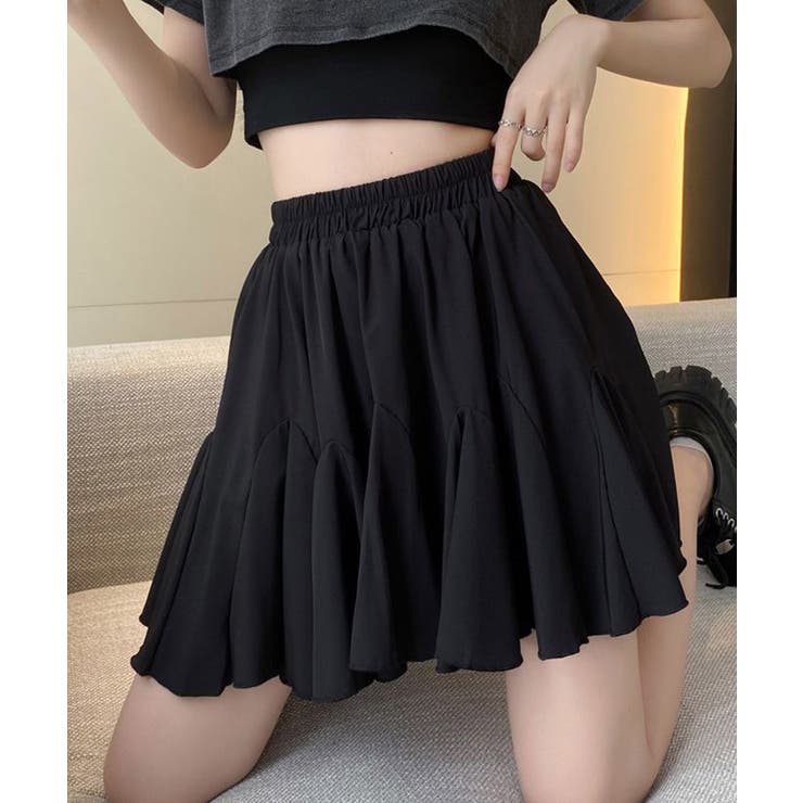 ハイウエストスカートミニ 美脚スカート夏 無地Aラインスカートインナーパンツ付き… | SUNSHINE CLOSET | 詳細画像3 