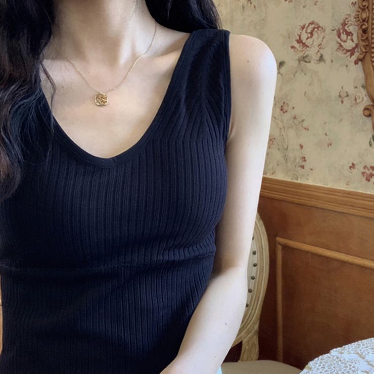 タンクトップ Vネックリブニット シンプル | SUNSHINE CLOSET | 詳細画像5 