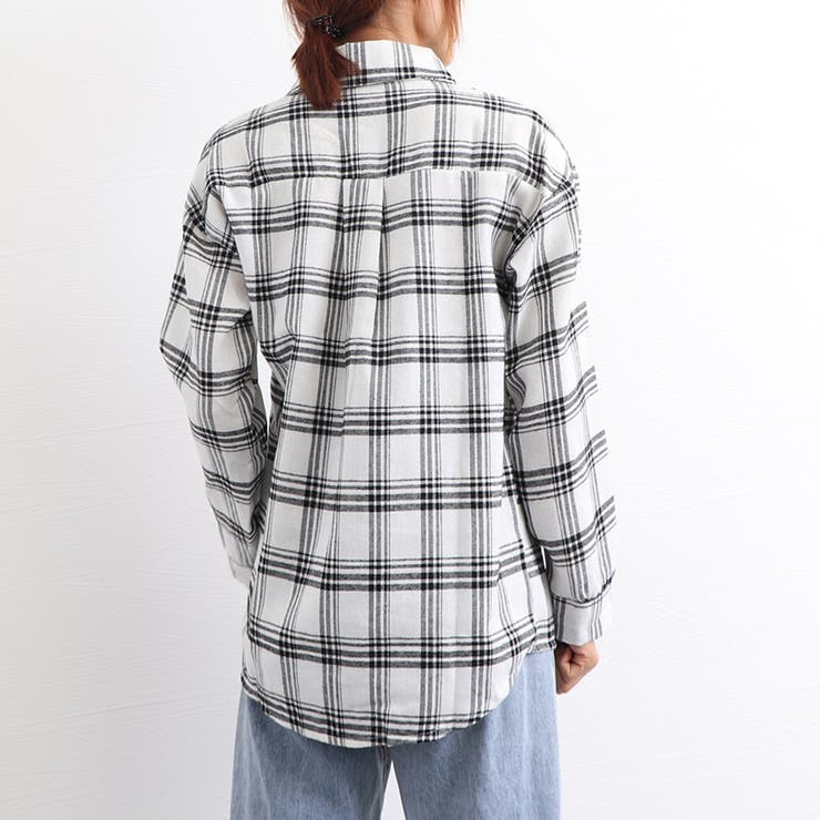bonjourdiary 8y チェックブラウス セール】オーバーサイズチェック柄シャツ（シャツ/ブラウス