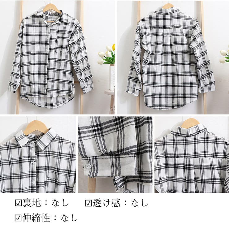 チェック柄 シャツブラウス レディース[品番：AGCW0002387