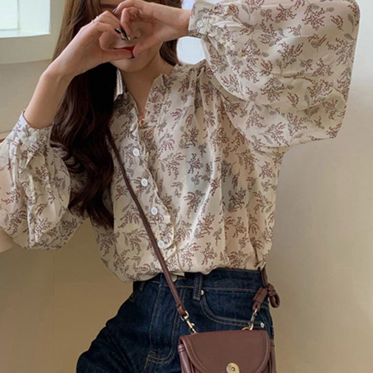 襟フリル シースルー 花柄ブラウス 女性 | SUNSHINE CLOSET | 詳細画像10 