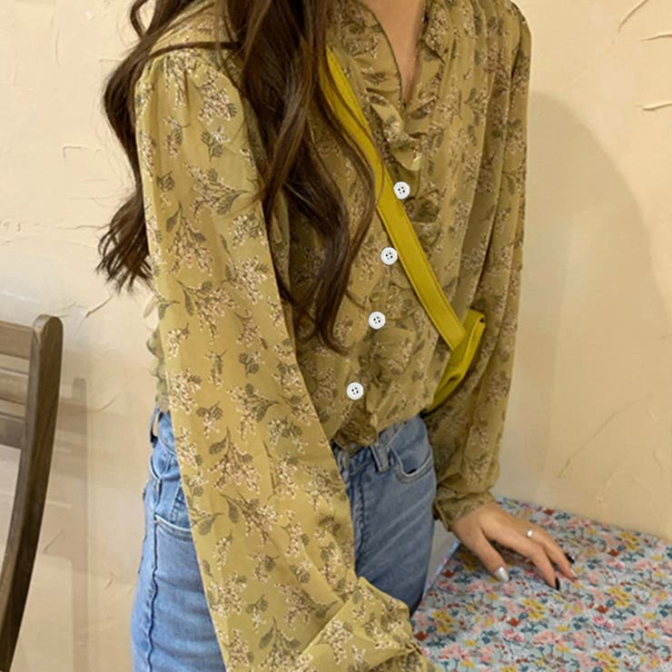 襟フリル シースルー 花柄ブラウス 女性 | SUNSHINE CLOSET | 詳細画像13 