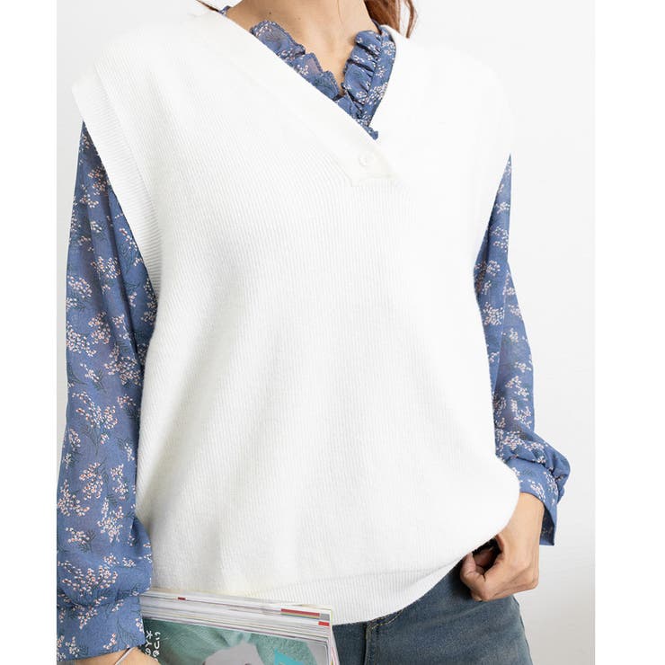 襟フリル シースルー 花柄ブラウス 女性 | SUNSHINE CLOSET | 詳細画像14 