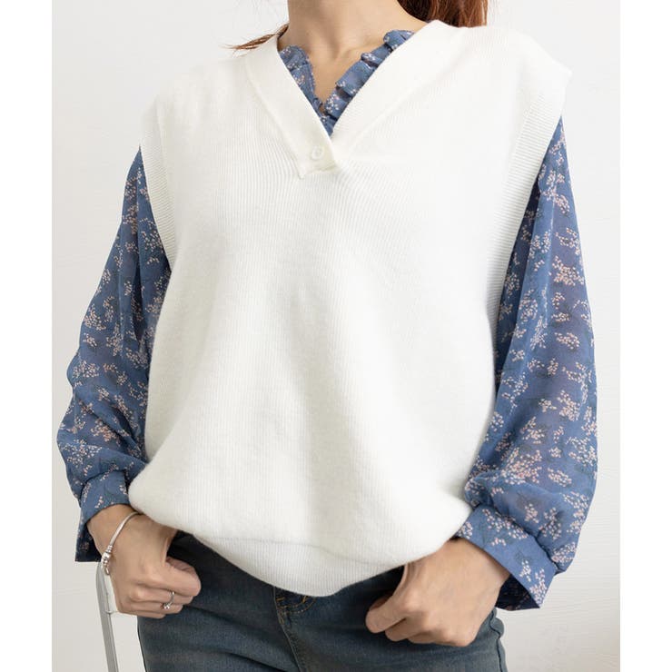 襟フリル シースルー 花柄ブラウス 女性 | SUNSHINE CLOSET | 詳細画像15 