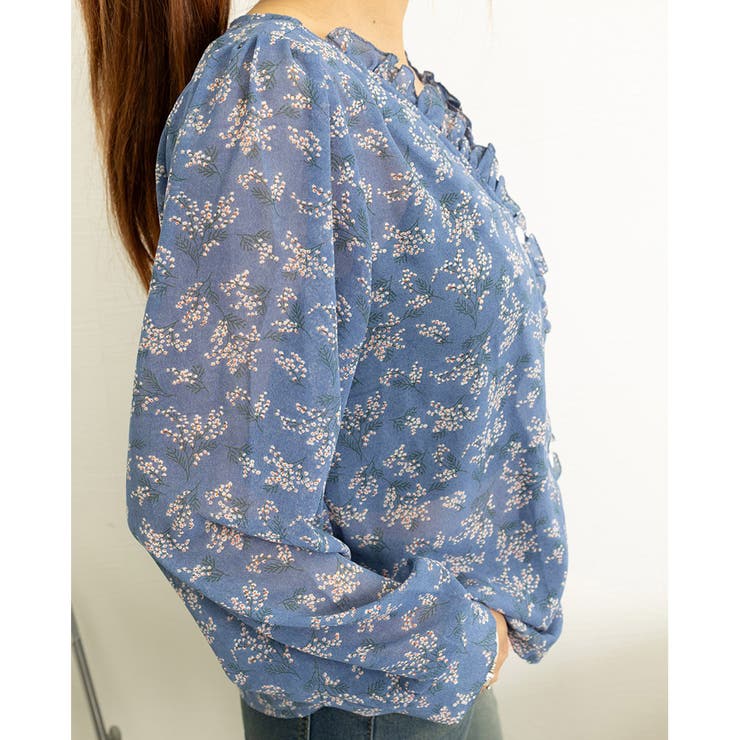 襟フリル シースルー 花柄ブラウス 女性 | SUNSHINE CLOSET | 詳細画像18 