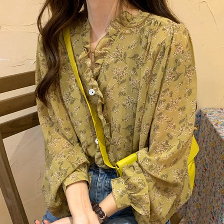 襟フリル シースルー 花柄ブラウス 女性 | SUNSHINE CLOSET | 詳細画像8 