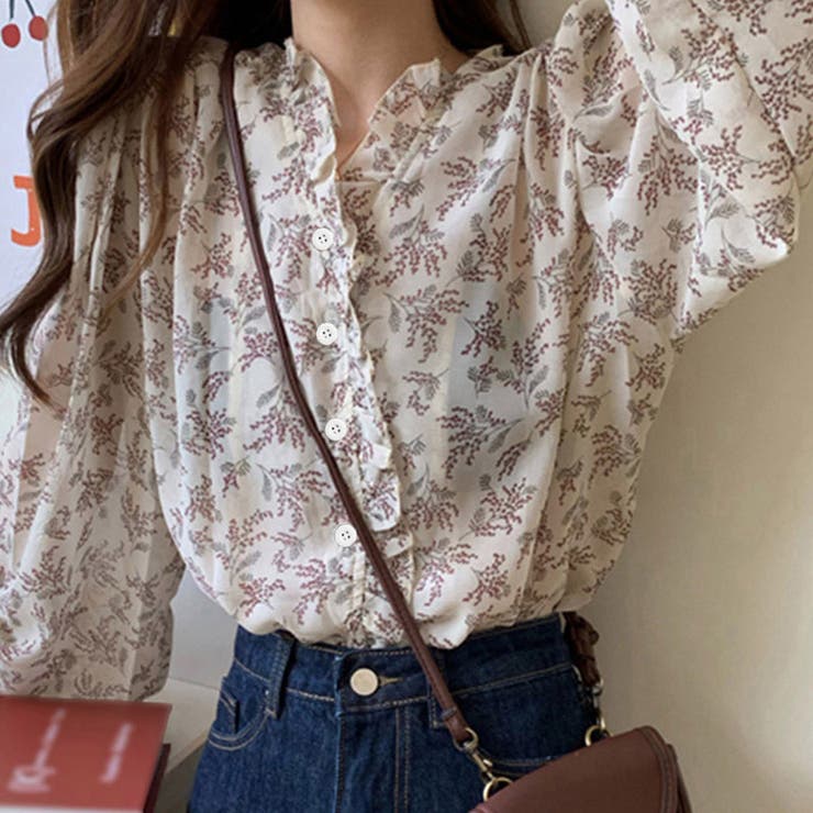 襟フリル シースルー 花柄ブラウス 女性 | SUNSHINE CLOSET | 詳細画像9 