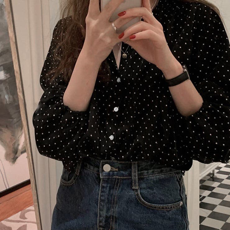 ブラウス シャツ Dot bloused（ドットブラウス） レディース miniministore ドット柄ブラウス レディース シャツ