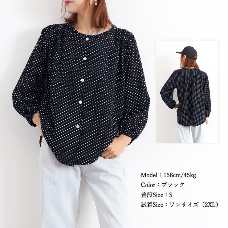 ドット柄ブラウス レディース シャツ[品番：AGCW0003256