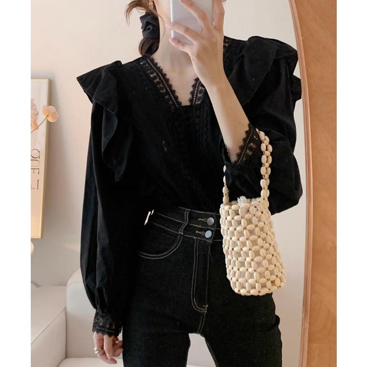 フリルブラウス レース切替ブラウス 薄手 | SUNSHINE CLOSET | 詳細画像10 