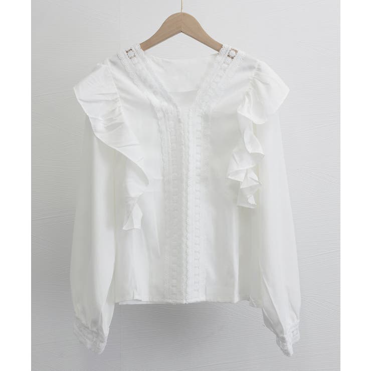 フリルブラウス レース切替ブラウス 薄手 | SUNSHINE CLOSET | 詳細画像17 