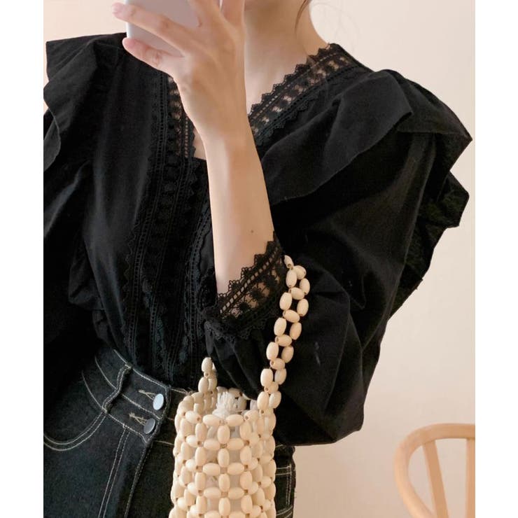 フリルブラウス レース切替ブラウス 薄手 | SUNSHINE CLOSET | 詳細画像8 