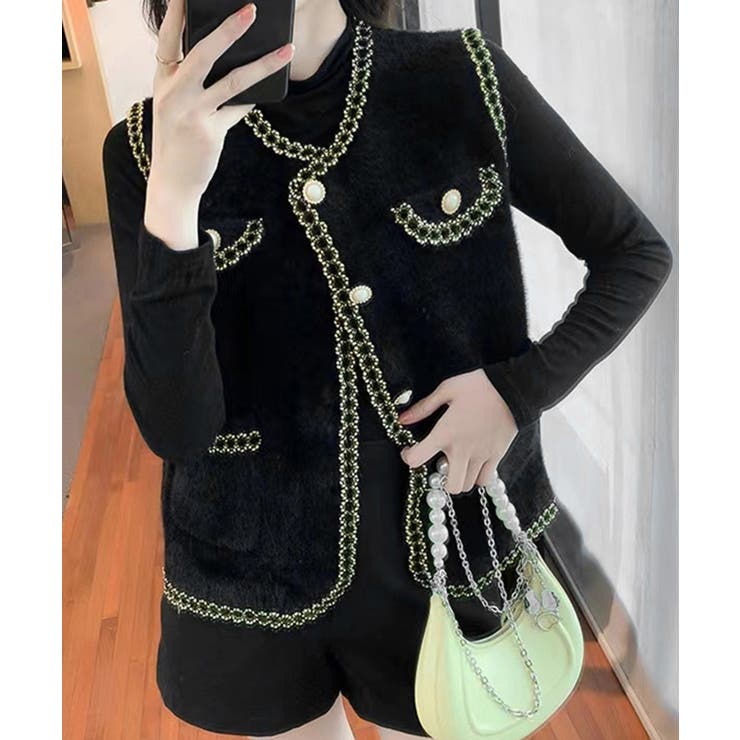 モヘア風ニットベストレディース韓国風秋服 | SUNSHINE CLOSET | 詳細画像1 