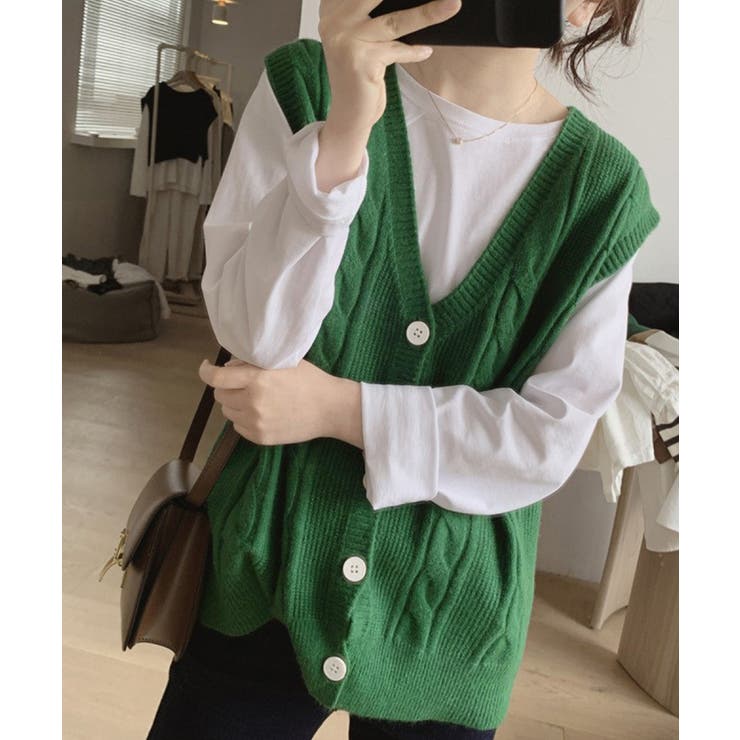 Vネックニットベストレディースニットジレ | SUNSHINE CLOSET | 詳細画像12 