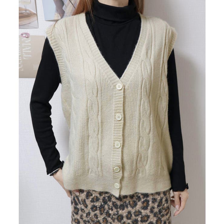 Vネックニットベストレディースニットジレ | SUNSHINE CLOSET | 詳細画像14 