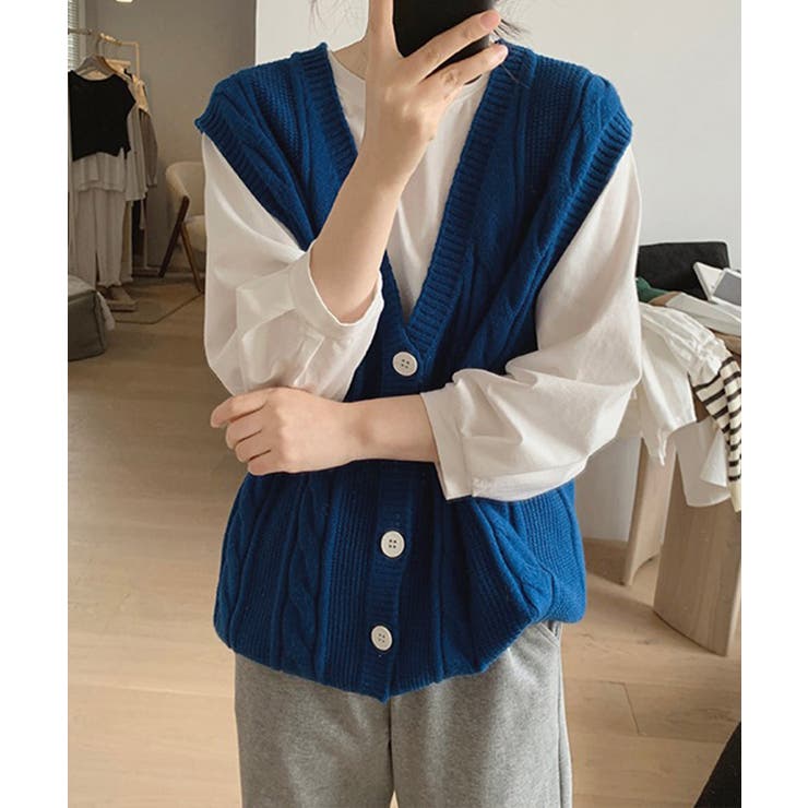 Vネックニットベストレディースニットジレ | SUNSHINE CLOSET | 詳細画像9 