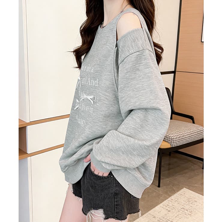 肩開きトップス カットアウトトレーナー ゆったりトップス | SUNSHINE CLOSET | 詳細画像11 