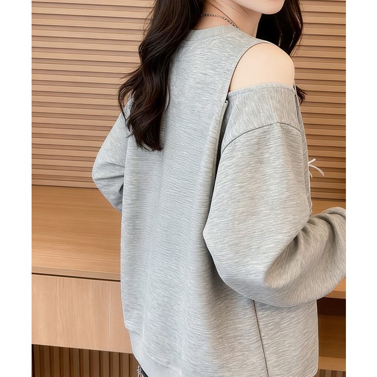 肩開きトップス カットアウトトレーナー ゆったりトップス | SUNSHINE CLOSET | 詳細画像12 