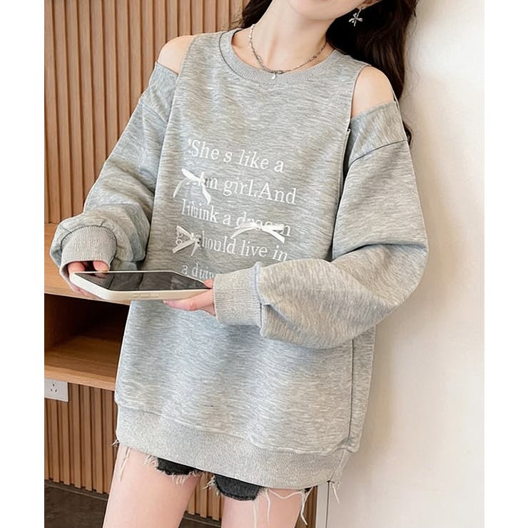 肩開きトップス カットアウトトレーナー ゆったりトップス | SUNSHINE CLOSET | 詳細画像8 