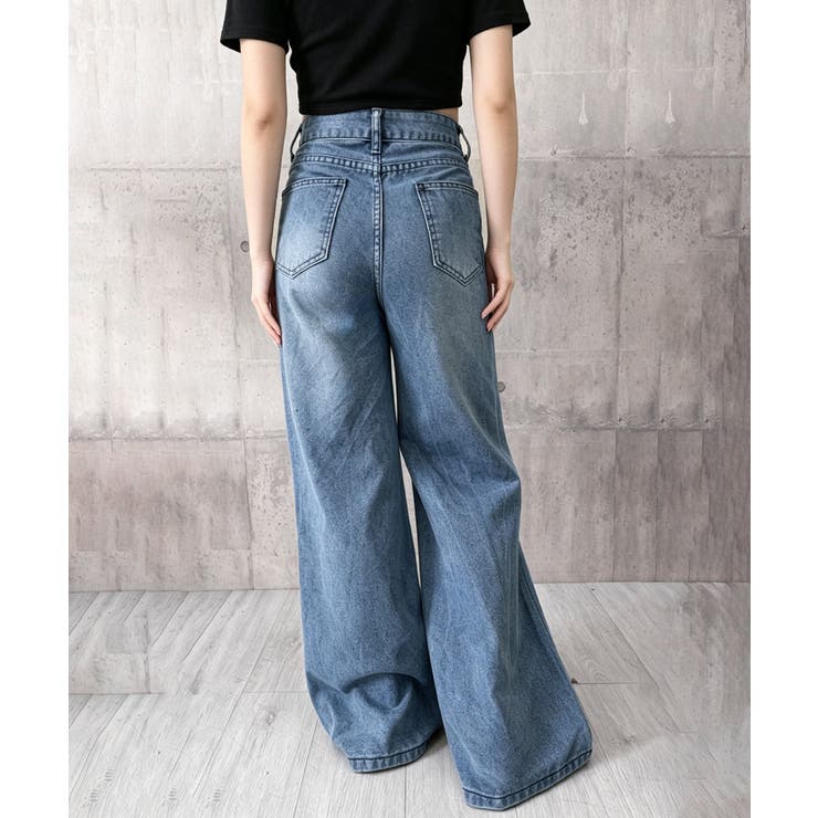 Y2Kダメージデニムパンツ レディース ハイウエスト | SUNSHINE CLOSET | 詳細画像13 