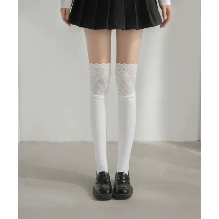 ニーハイソックス花柄レース切り替え靴下 | SUNSHINE CLOSET | 詳細画像2 
