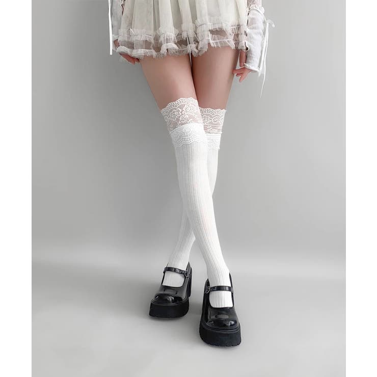 ニーハイソックス花柄レース切り替え靴下 | SUNSHINE CLOSET | 詳細画像5 