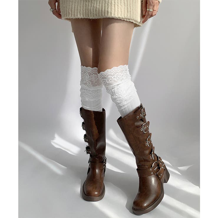 ニーハイソックス花柄レース切り替え靴下 | SUNSHINE CLOSET | 詳細画像7 