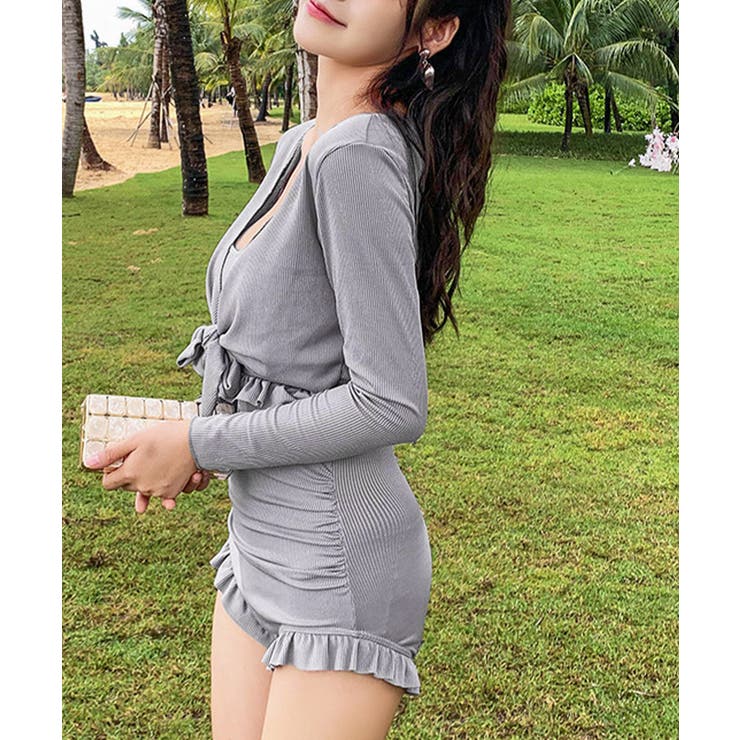 フリル付きスイムウェア クロスバックワンピース水着 カーディガン付き | SUNSHINE CLOSET | 詳細画像10 