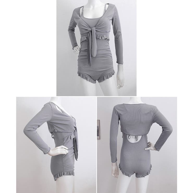 フリル付きスイムウェア クロスバックワンピース水着 カーディガン付き | SUNSHINE CLOSET | 詳細画像15 